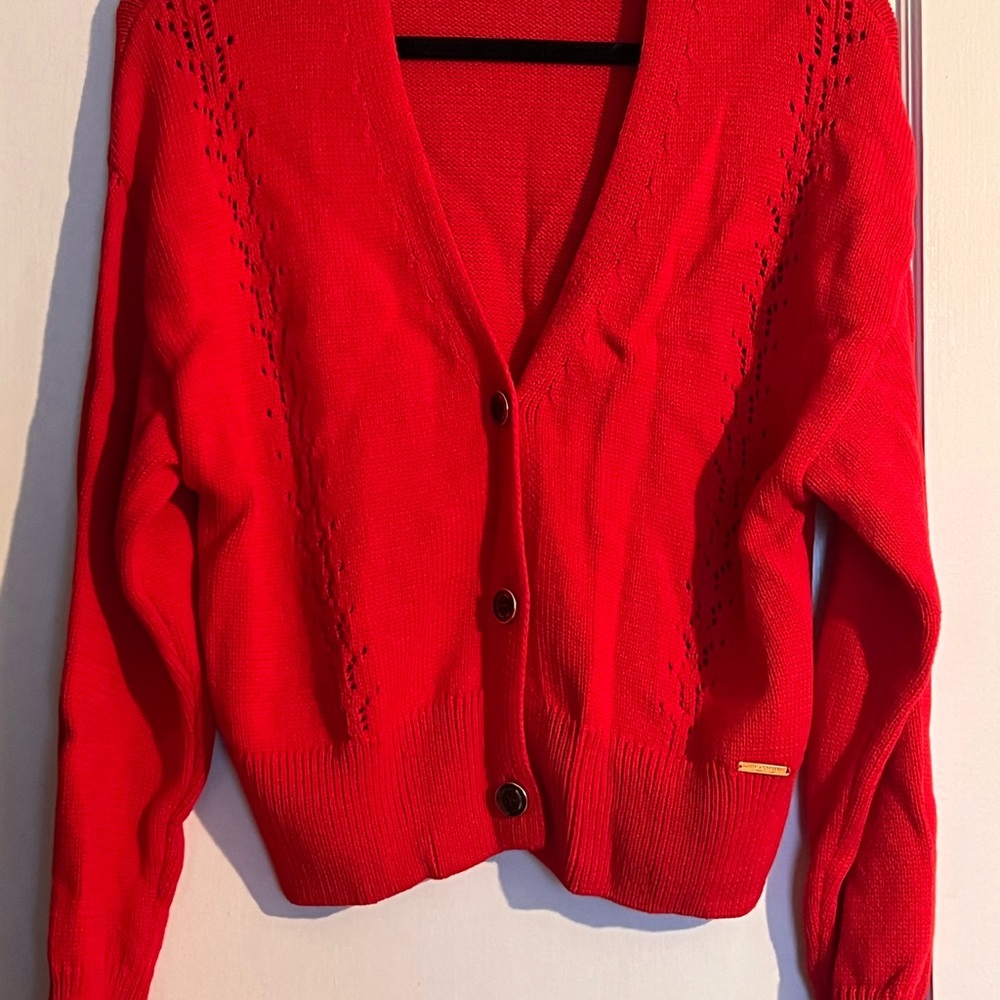 Marc New York Red Cardigan Sweater V-Neck Knit